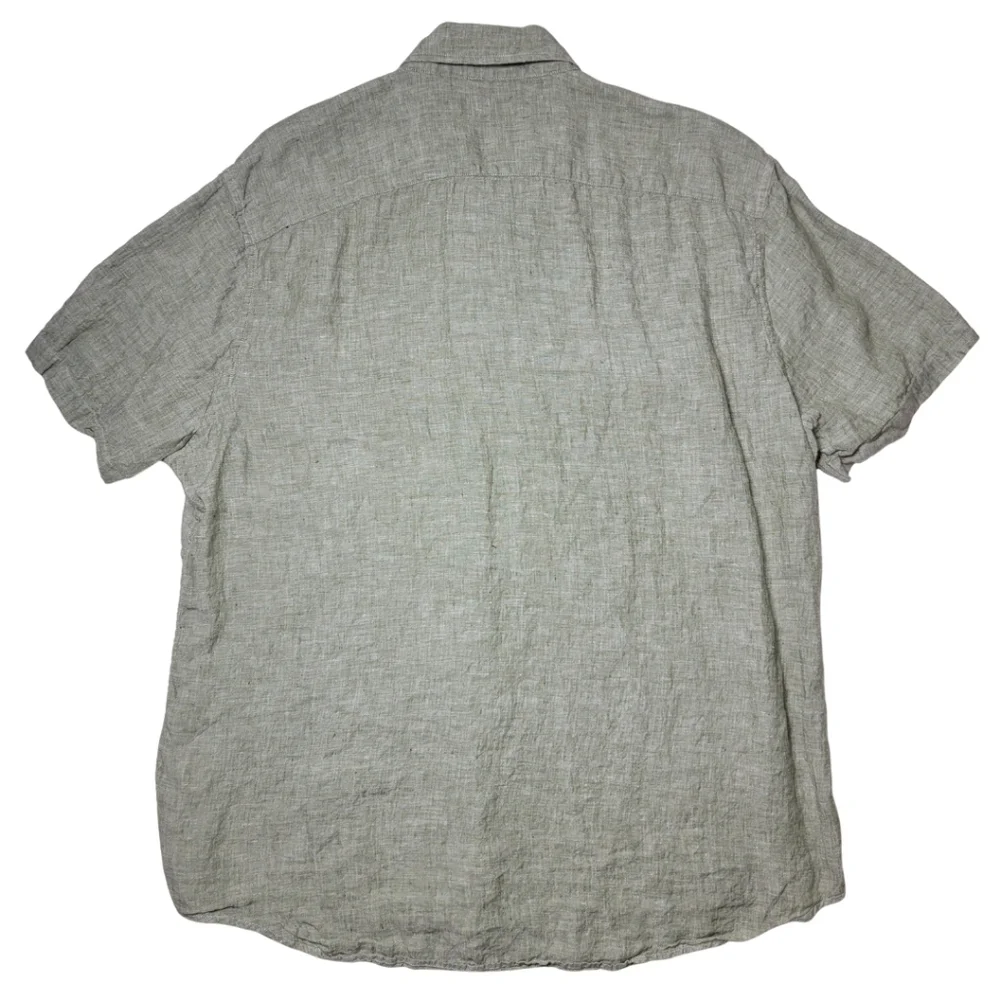 Bonobos Olive Green 100% Linen Riviera Tailored Fit Short Sleeve Shirt - Picture 3 of 6